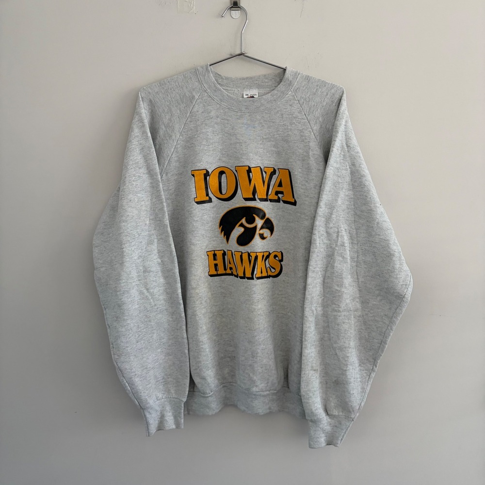 Vintage Fruit of the Loom Iowa Hawkeyes Sweatshirt XXL Gray Made in USA